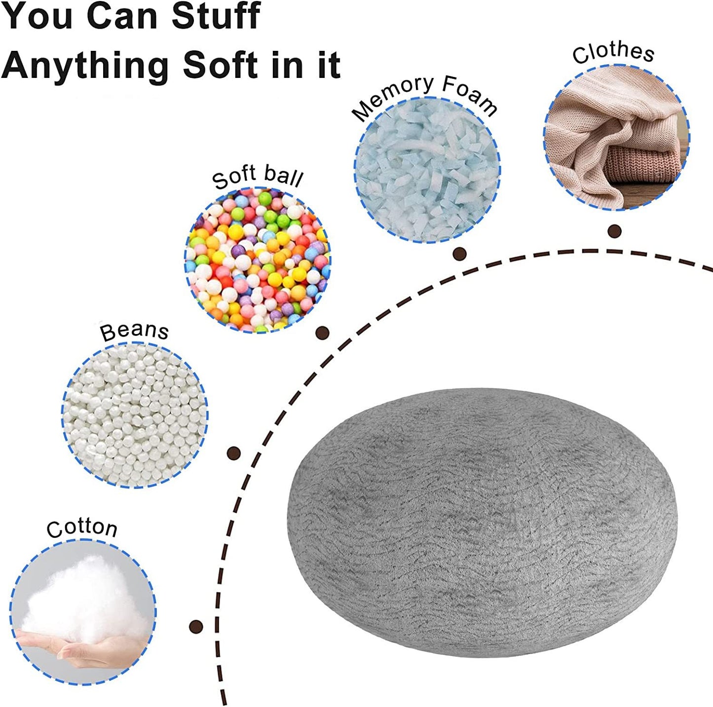 Bean Bag Chair, Lazy Sofa Bed Cover,5ft Snow Gray