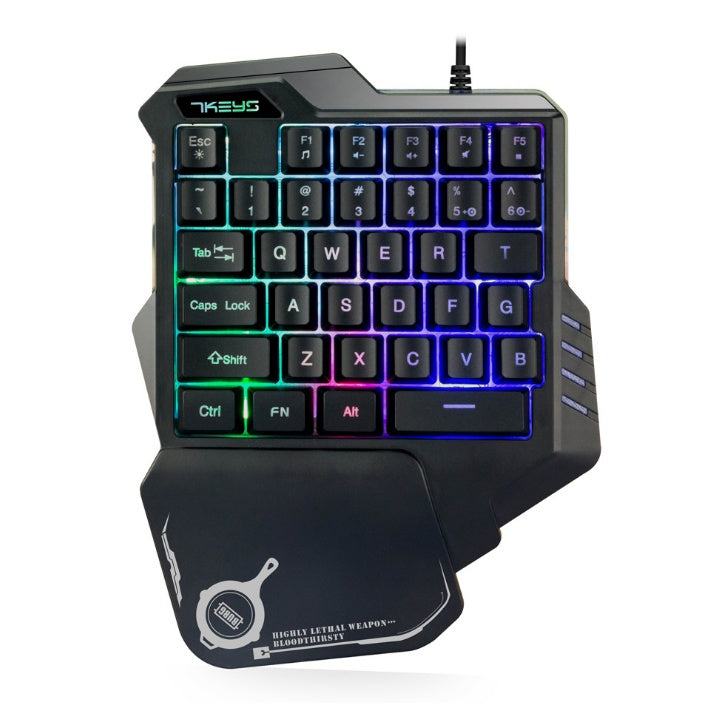 Tek Elle Kullanılan Mekanik Oyun Klavyesi RGB Arkadan Aydınlatmalı Taşınabilir Mini Oyun Tuş Takımı Oyun Kontrol Cihazı