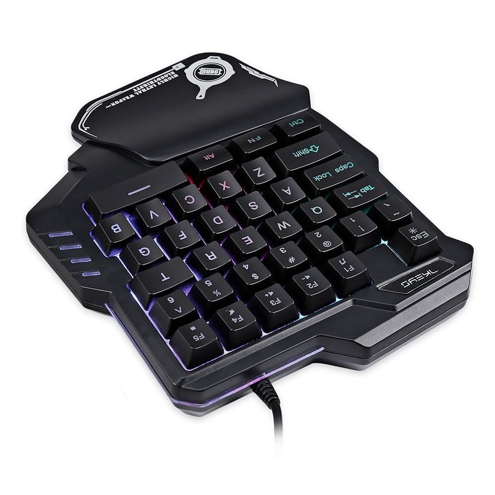 Tek Elle Kullanılan Mekanik Oyun Klavyesi RGB Arkadan Aydınlatmalı Taşınabilir Mini Oyun Tuş Takımı Oyun Kontrol Cihazı