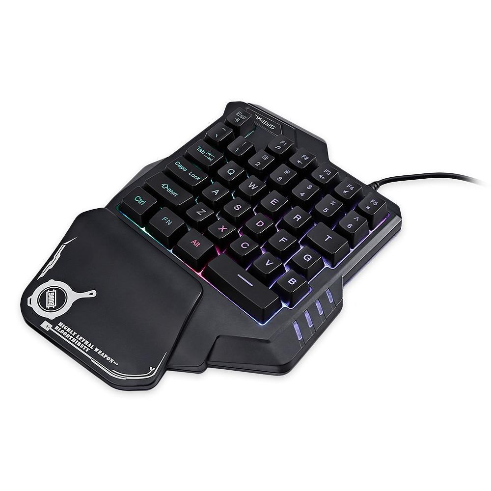 Tek Elle Kullanılan Mekanik Oyun Klavyesi RGB Arkadan Aydınlatmalı Taşınabilir Mini Oyun Tuş Takımı Oyun Kontrol Cihazı