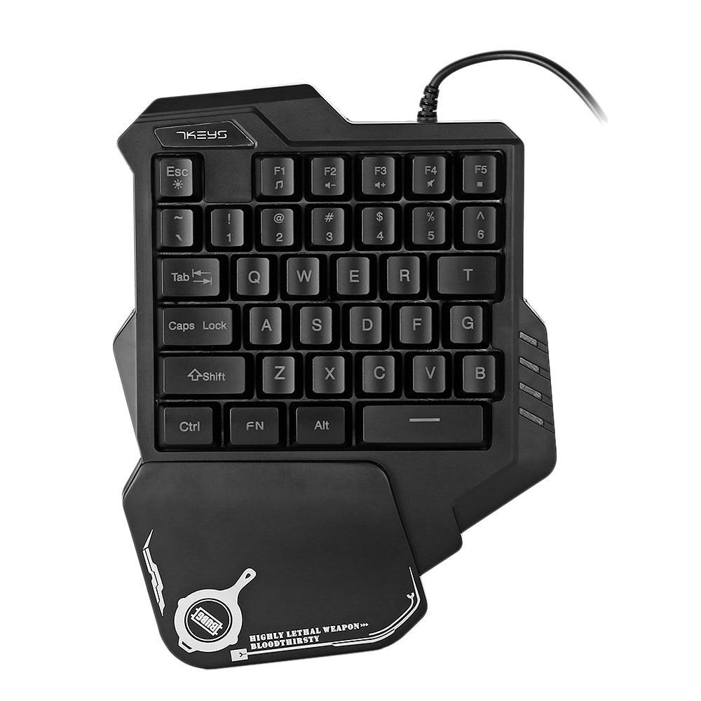 Tek Elle Kullanılan Mekanik Oyun Klavyesi RGB Arkadan Aydınlatmalı Taşınabilir Mini Oyun Tuş Takımı Oyun Kontrol Cihazı