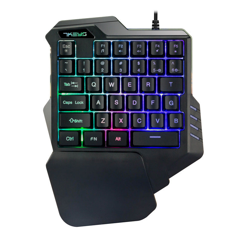 Tek Elle Kullanılan Mekanik Oyun Klavyesi RGB Arkadan Aydınlatmalı Taşınabilir Mini Oyun Tuş Takımı Oyun Kontrol Cihazı