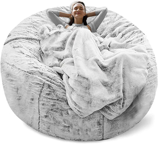 Bean Bag Chair, Lazy Sofa Bed Cover,5ft Snow Gray
